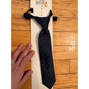 Cat & Jack Boys Navy Blue Polka Dot Zipper Tie Adjustable Recycled Polyester NEW